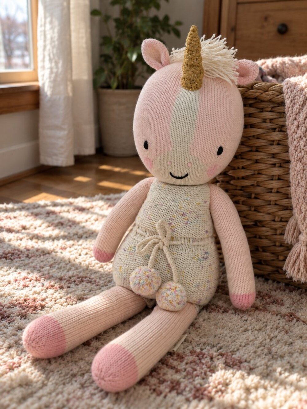 Cuddle+Kind Ella the Unicorn Plush Doll Toy 100% Cotton, 20"